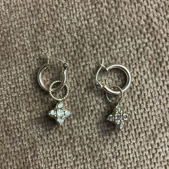 Silver hoop earrings and collection of Crystal Earring Charms - Picture 5 of 5